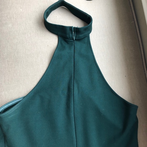 Dark Green Strapless Dress with Neck Collar - Picture 3 of 7